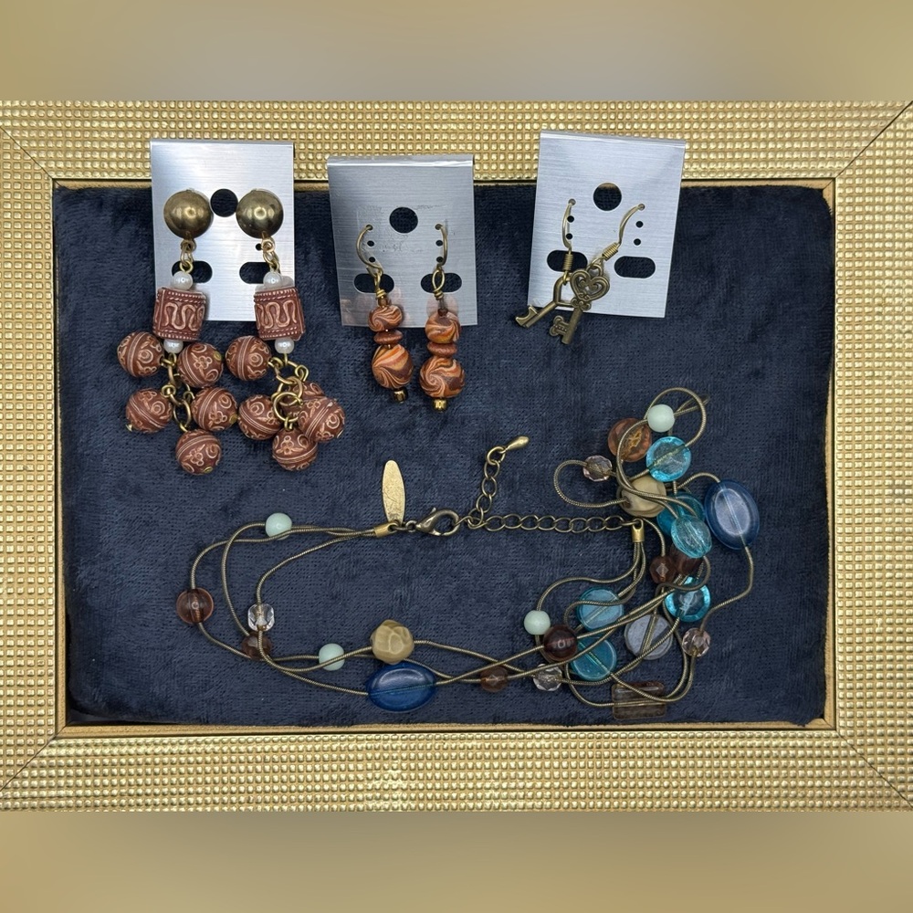 Boho Eclectic Jewelry bundle | NY&Co Necklace + 3 Pairs Earrings